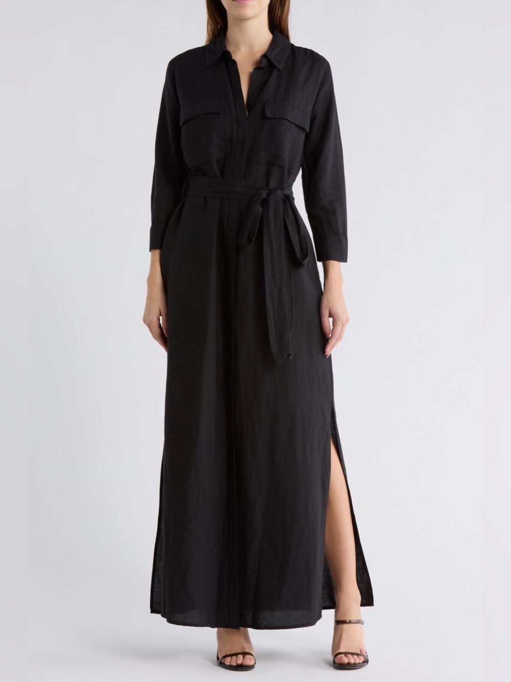 L'AGENCE Cameron Linen Maxi Shirt Dress XL - Picture 6 of 9
